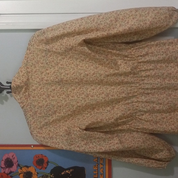 Rare Vintage 1970's Carla Gay Floral Cream Prairie Bow Front Tier Dress - Picture 15 of 16